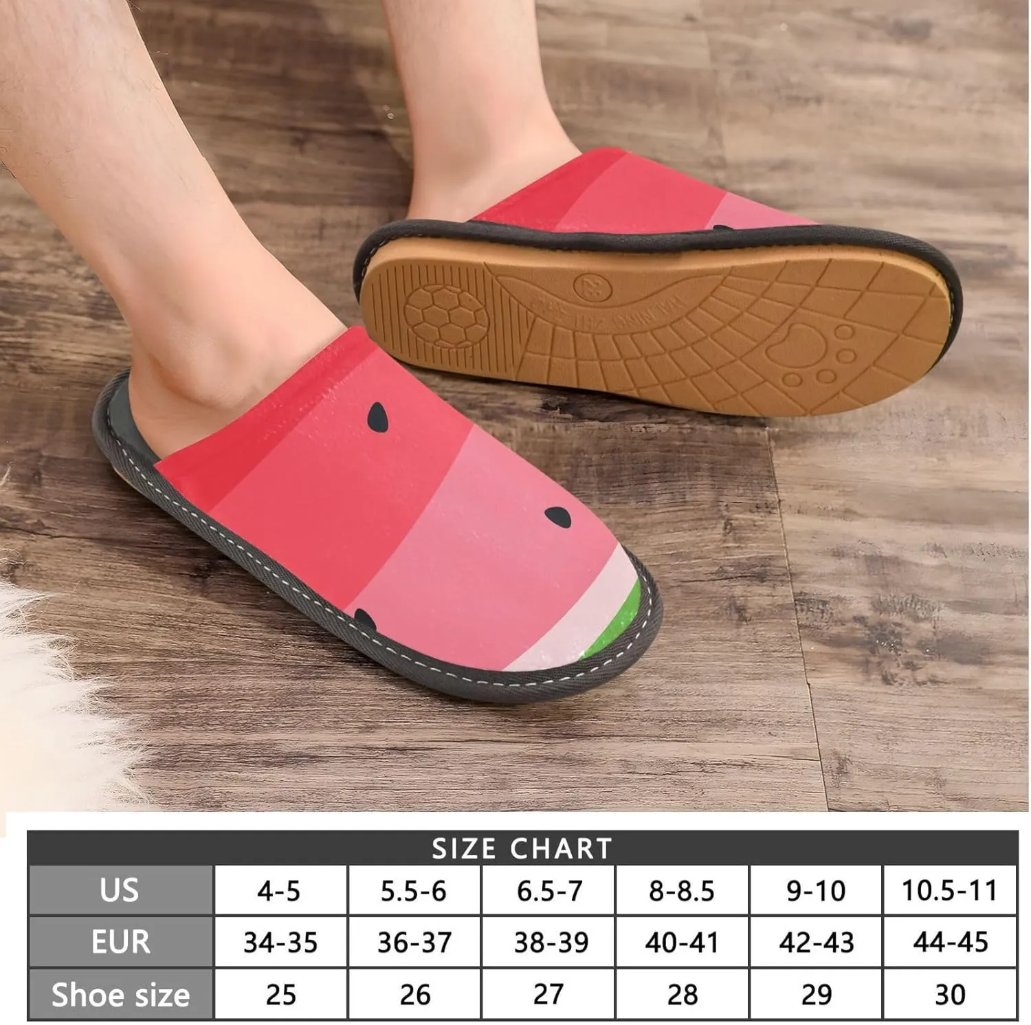 Unisex Summer Cute Watermelon Pattern Women's Cosy Slip-On Slippers,Casual Breathable Memory Foam Scuff Lazy Mens House Shoes for Leisure Indoor/Outdoor Size 4-11