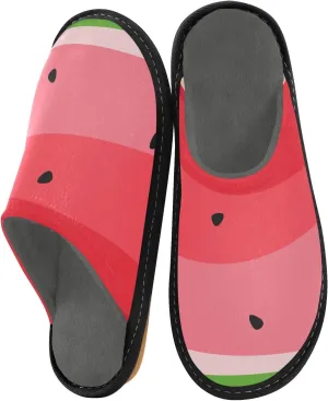 Unisex Summer Cute Watermelon Pattern Women's Cosy Slip-On Slippers,Casual Breathable Memory Foam Scuff Lazy Mens House Shoes for Leisure Indoor/Outdoor Size 4-11