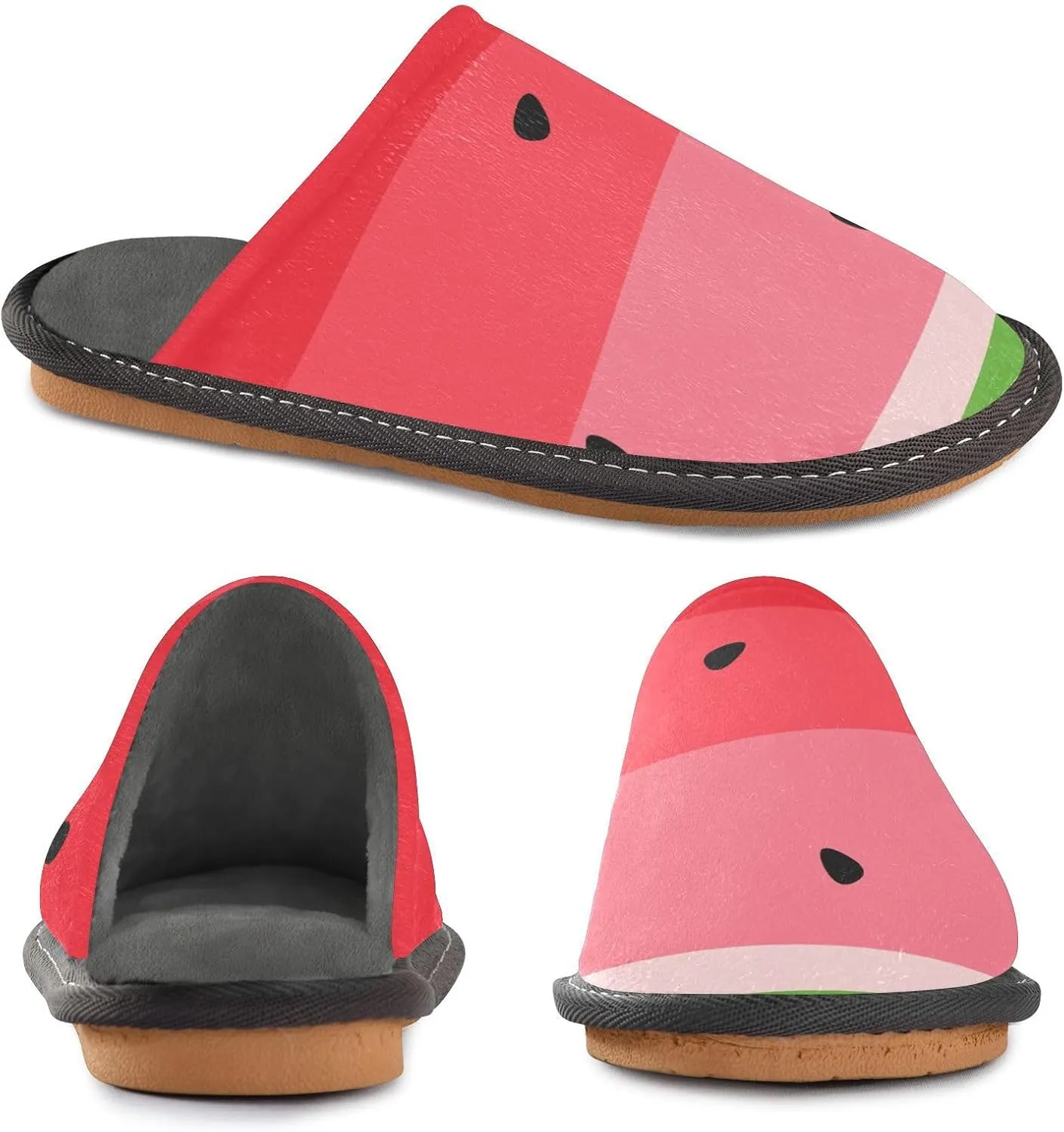 Unisex Summer Cute Watermelon Pattern Women's Cosy Slip-On Slippers,Casual Breathable Memory Foam Scuff Lazy Mens House Shoes for Leisure Indoor/Outdoor Size 4-11