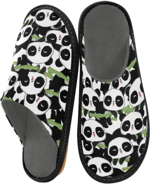 Unisex Sweet Cartoon Panda Women's Cosy Slip-On Slippers,Casual Breathable Memory Foam Scuff Lazy Mens House Shoes for Leisure Indoor/Outdoor Size 4-11