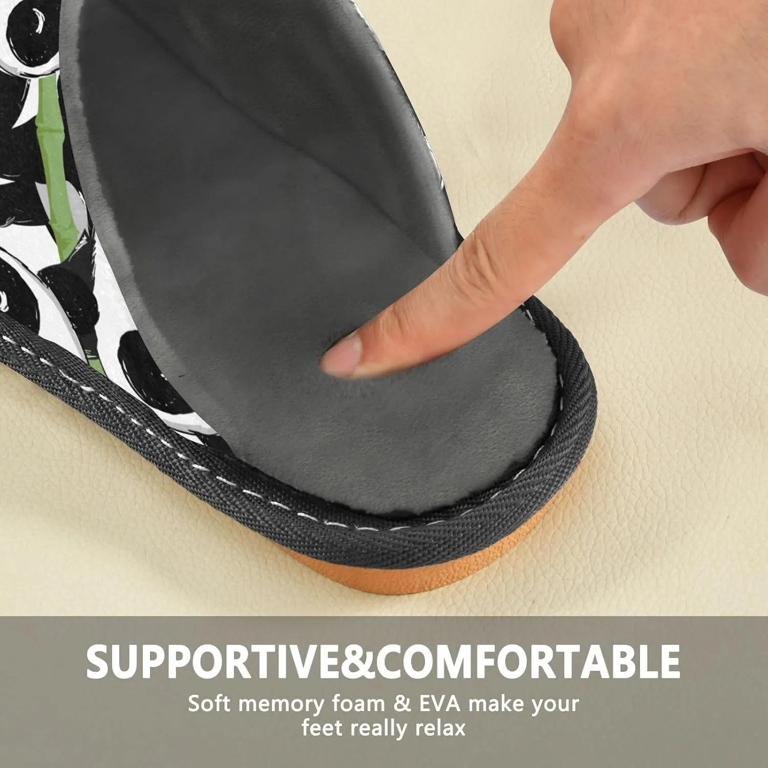 Unisex Sweet Cartoon Panda Women's Cosy Slip-On Slippers,Casual Breathable Memory Foam Scuff Lazy Mens House Shoes for Leisure Indoor/Outdoor Size 4-11
