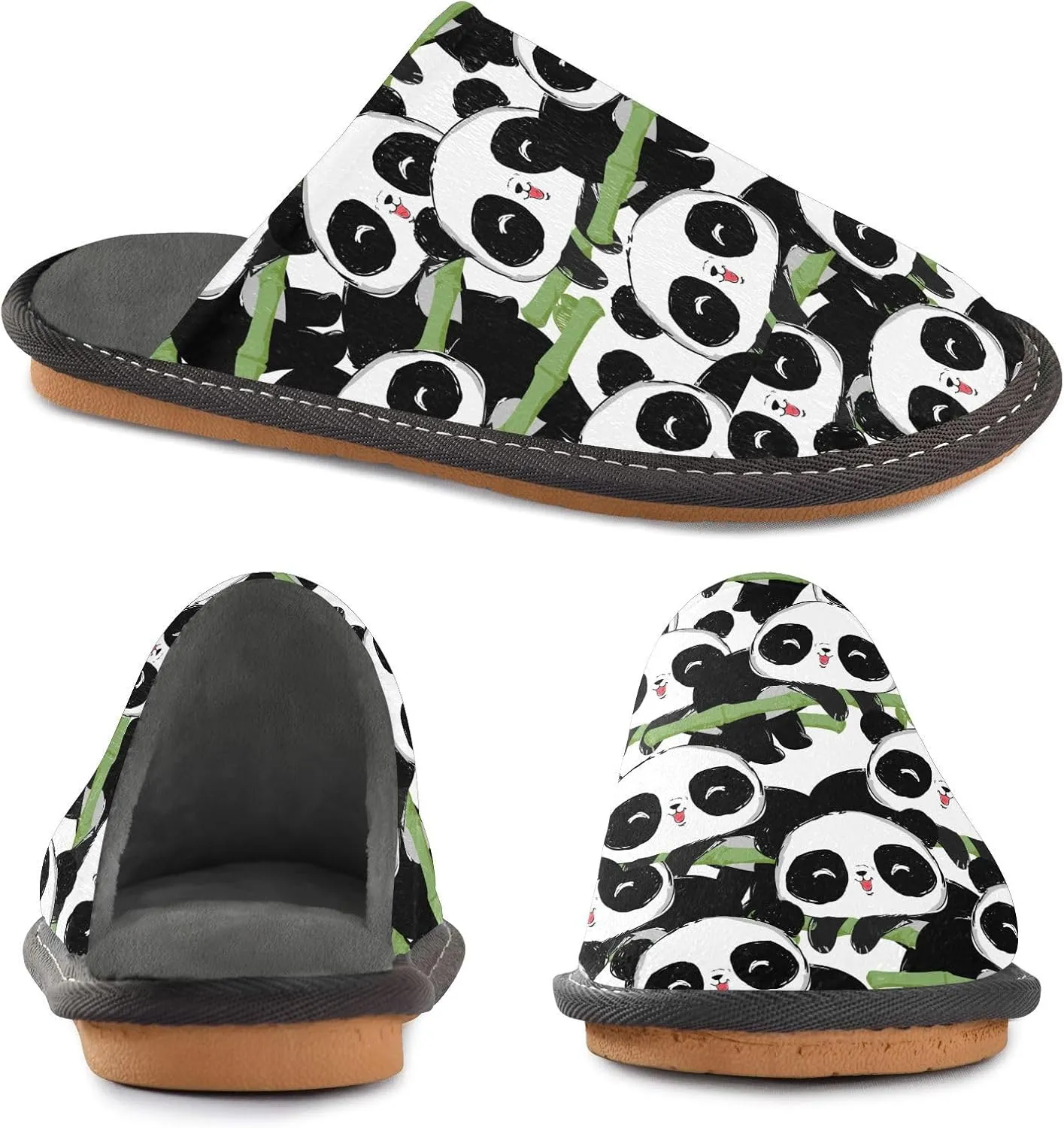 Unisex Sweet Cartoon Panda Women's Cosy Slip-On Slippers,Casual Breathable Memory Foam Scuff Lazy Mens House Shoes for Leisure Indoor/Outdoor Size 4-11