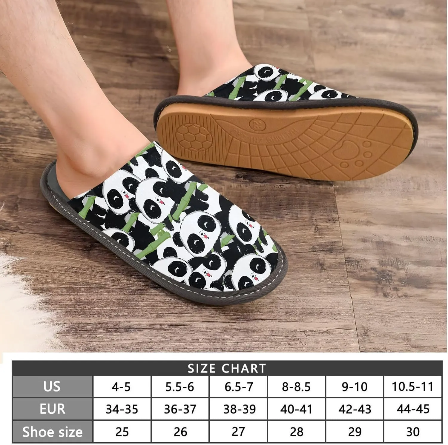 Unisex Sweet Cartoon Panda Women's Cosy Slip-On Slippers,Casual Breathable Memory Foam Scuff Lazy Mens House Shoes for Leisure Indoor/Outdoor Size 4-11