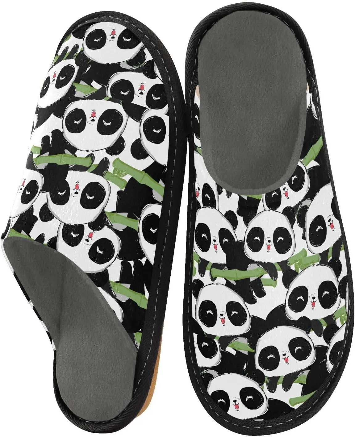 Unisex Sweet Cartoon Panda Women's Cosy Slip-On Slippers,Casual Breathable Memory Foam Scuff Lazy Mens House Shoes for Leisure Indoor/Outdoor Size 4-11