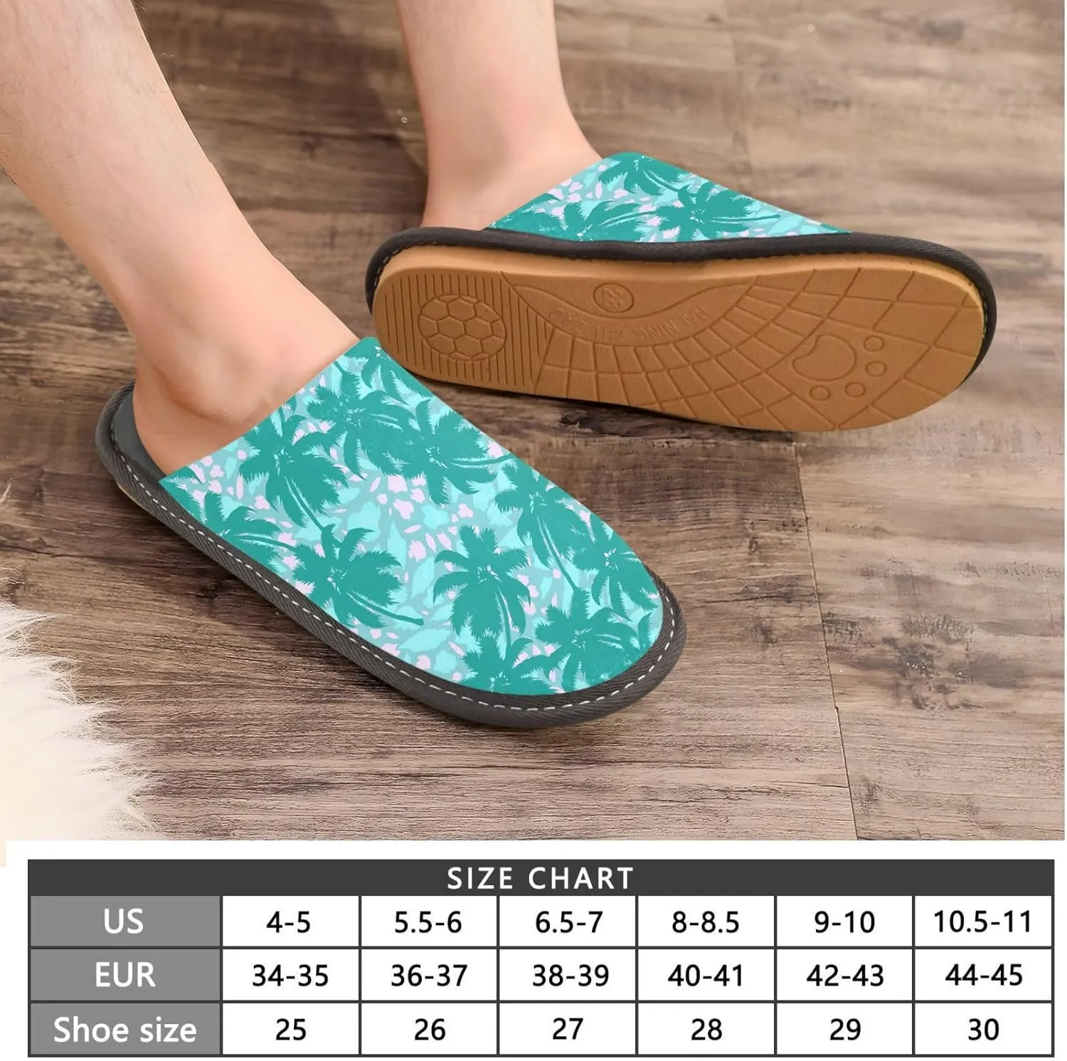 Unisex Tropical Leaves Floral Women's Cosy Slip-On Slippers,Casual Breathable Memory Foam Scuff Lazy Mens House Shoes for Leisure Indoor/Outdoor Size 4-11