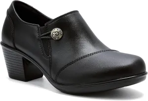UZB Women's Slip-On Loafer Zip Leather Pump Shoes