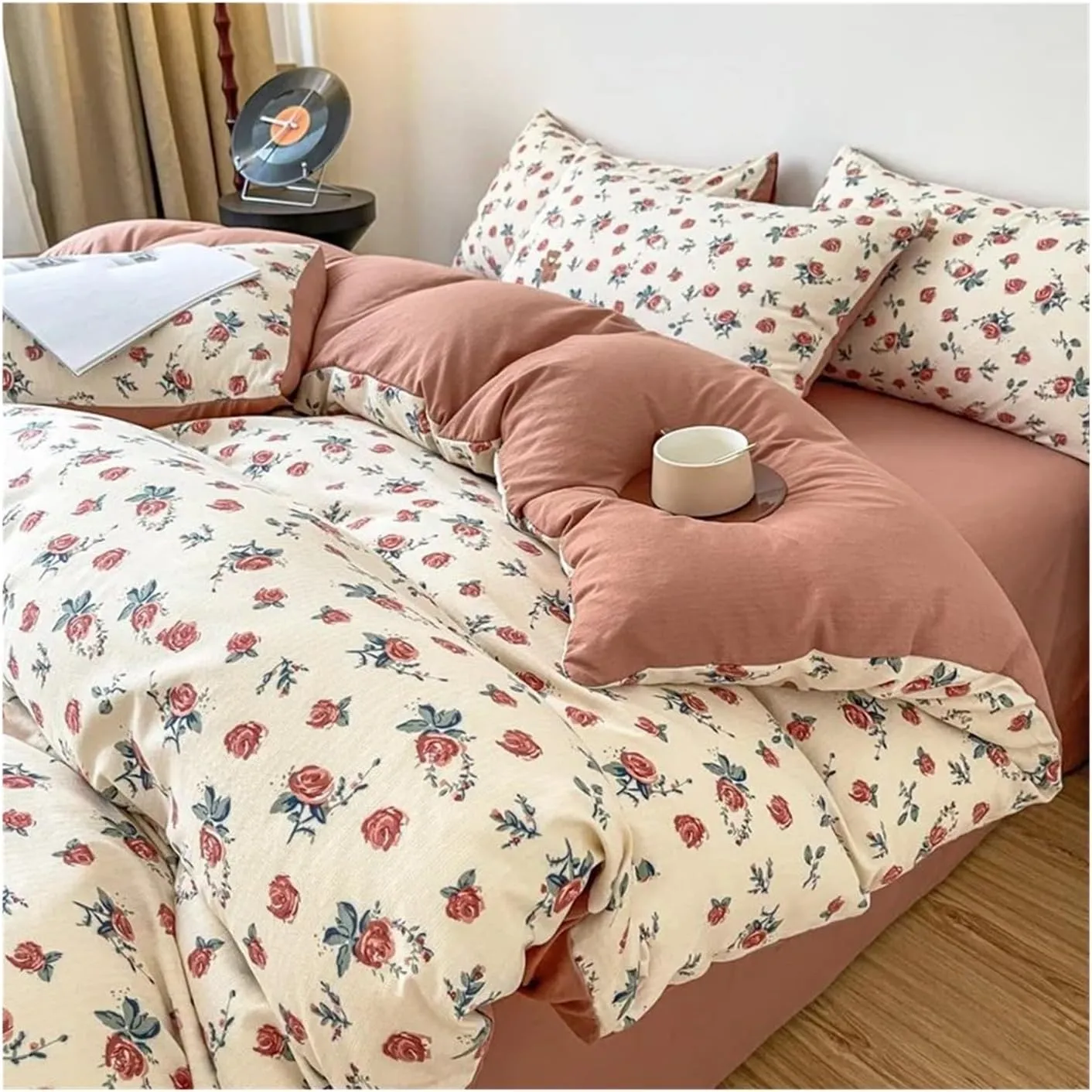 V-intage Bedding Set (No Filler) Soft Fall/Winter Thickened Duvet Cover Sheet Pillowcase Full Size Queen Size Duvet Cover Set,Bed Sheets (B Twin 3pcs)