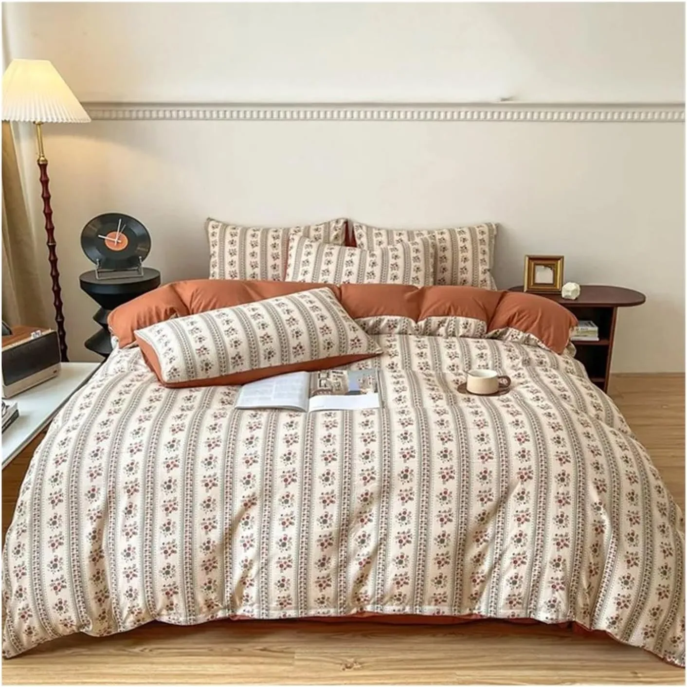 V-intage Bedding Set (No Filler) Soft Fall/Winter Thickened Duvet Cover Sheet Pillowcase Full Size Queen Size Duvet Cover Set,Bed Sheets (B Twin 3pcs)