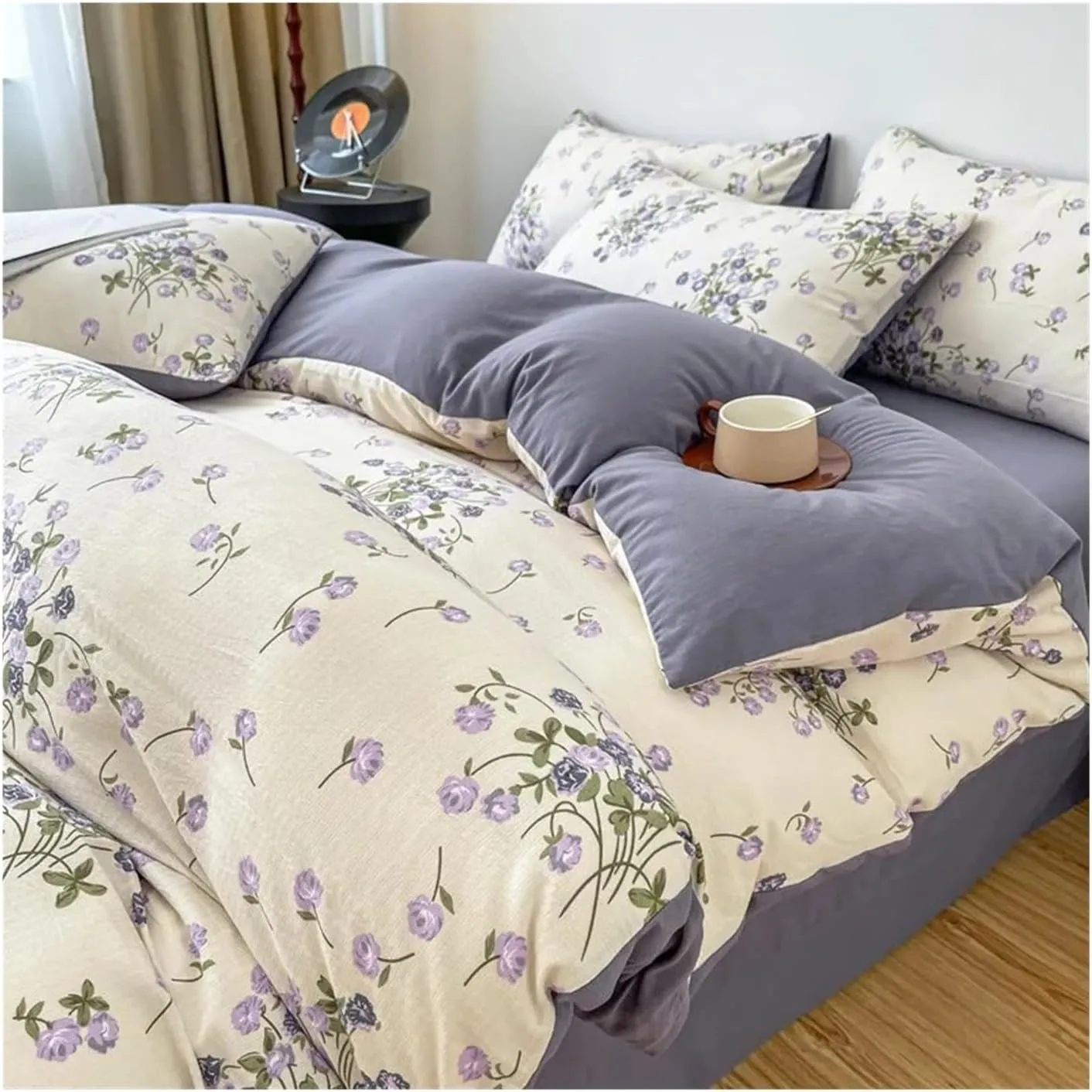V-intage Bedding Set (No Filler) Soft Fall/Winter Thickened Duvet Cover Sheet Pillowcase Full Size Queen Size Duvet Cover Set,Bed Sheets (B Twin 3pcs)