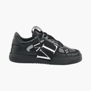 VALENTINO Black Leather Sneakers with VLTN Logo