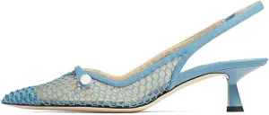 Vaslemuse Women Slingback Kitten Heel Pumps Mesh Pointy Toe Dress Bridal Sandals Slip on Wedding Shoes