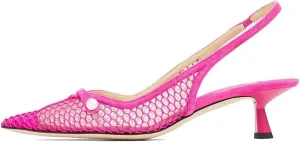 Vaslemuse Women Slingback Kitten Heel Pumps Mesh Pointy Toe Dress Bridal Sandals Slip on Wedding Shoes