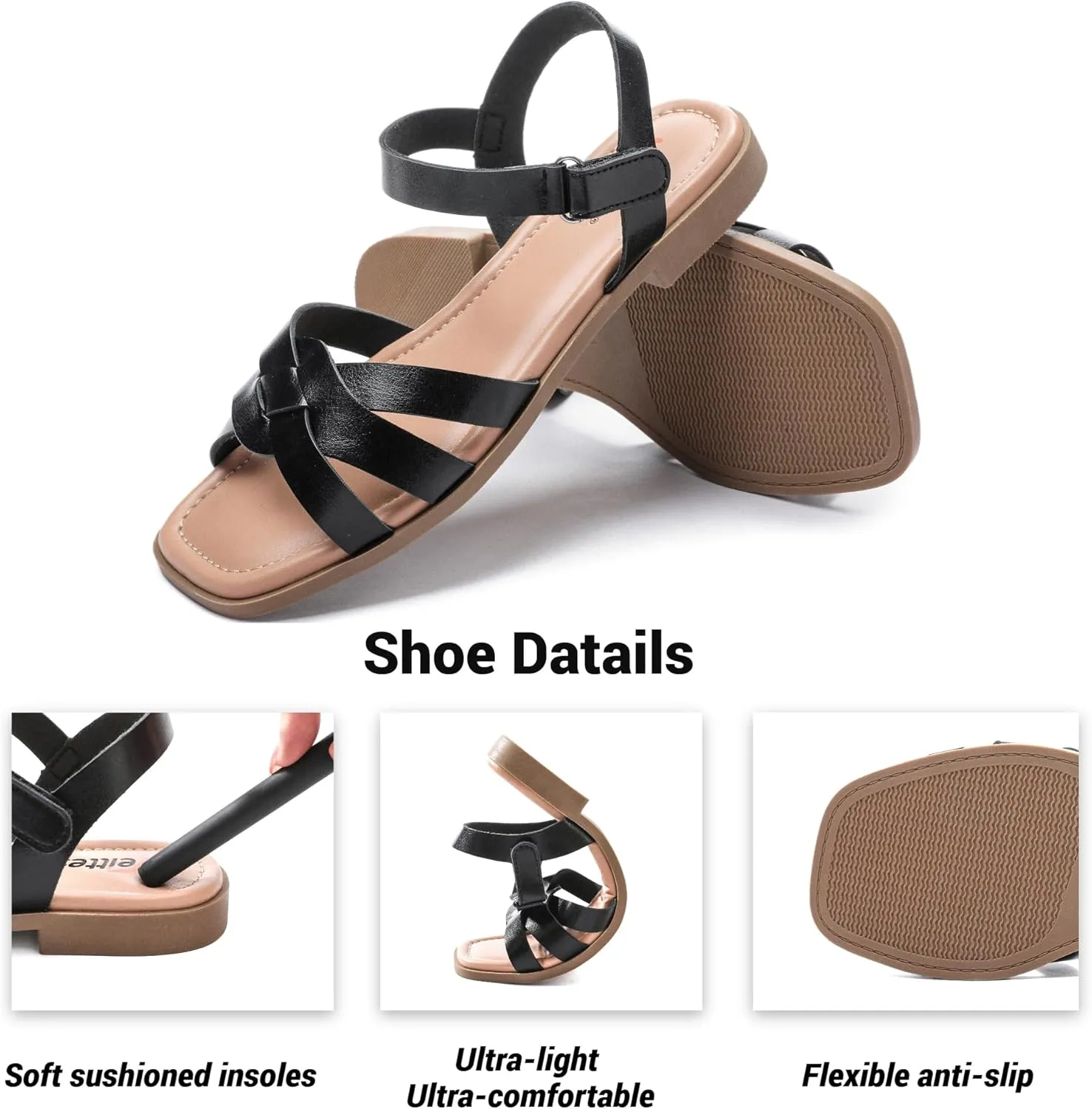 Veittes Women's Flat Slide Sandals - Casual Classic Simple Strappy Slip on Flat Summer Sandals.