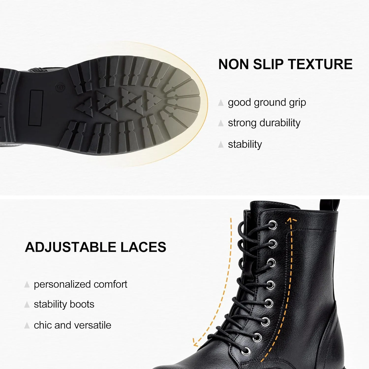 Vepose Women's Combat Ankle Black Flat Boots, Military Fashion 925 Booties Inner Zipper