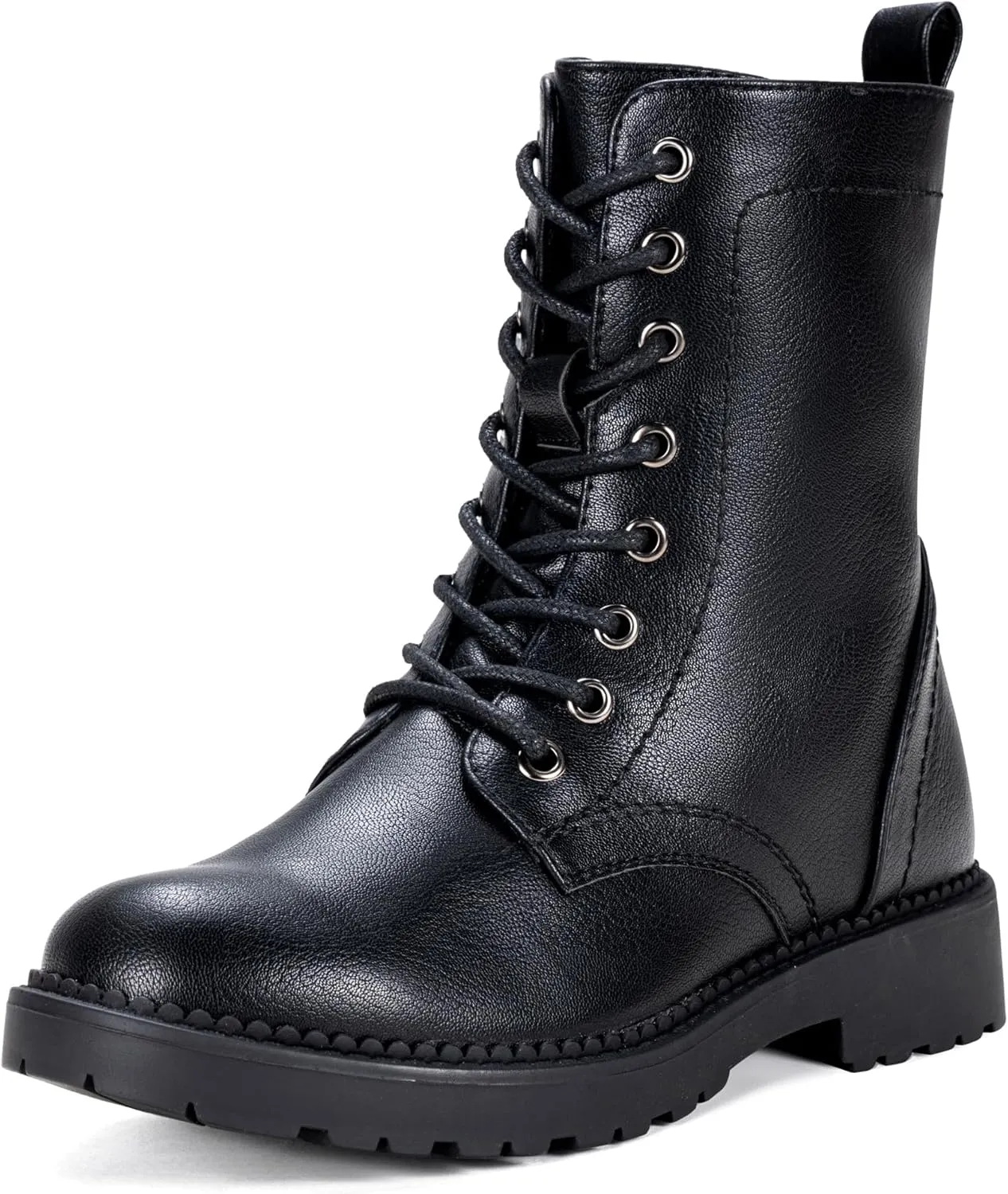 Vepose Women's Combat Ankle Black Flat Boots, Military Fashion 925 Booties Inner Zipper