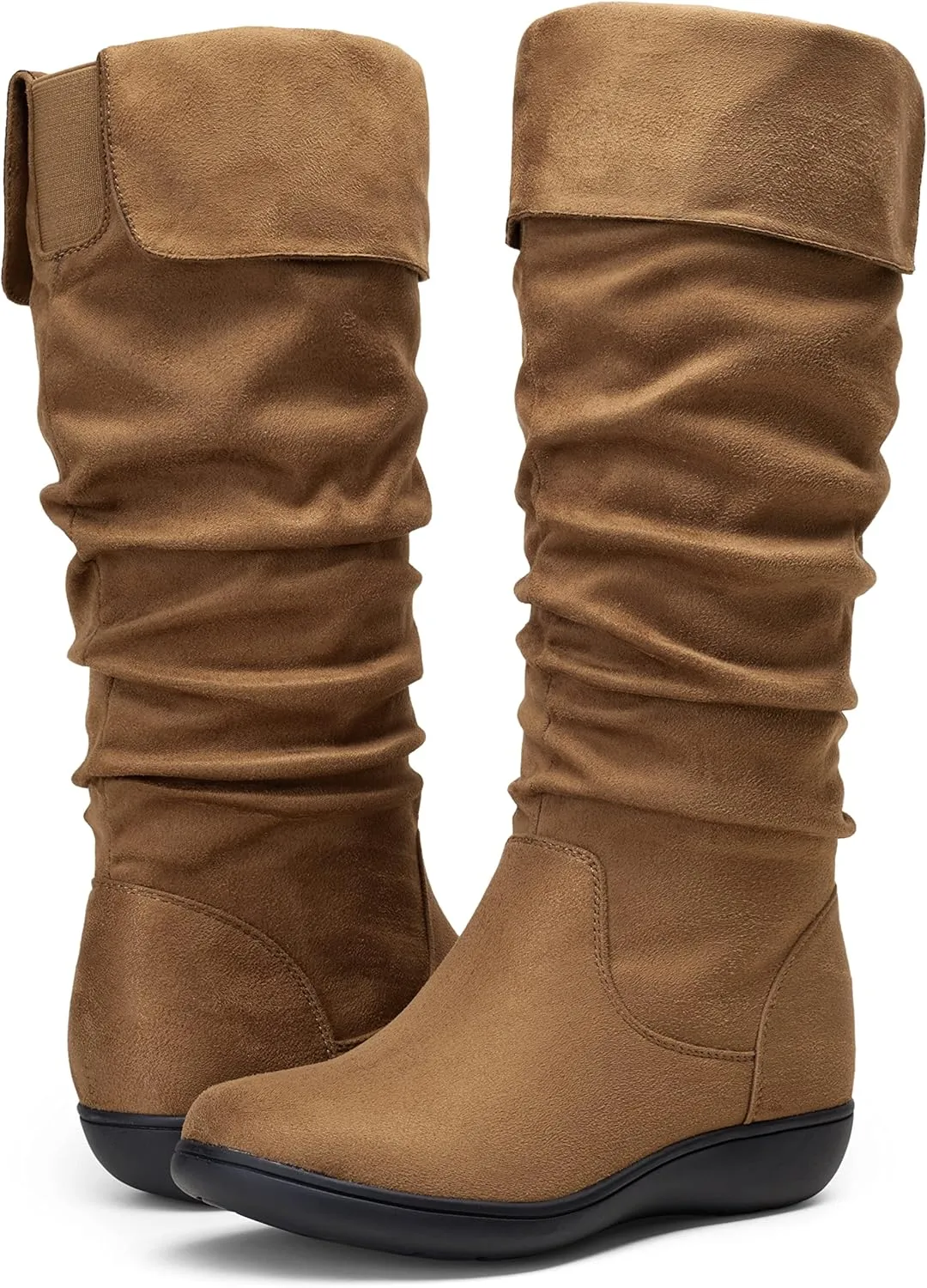 Vepose Women's Knee High Comfortable Boots Suede Slouch Flat Boots for Women