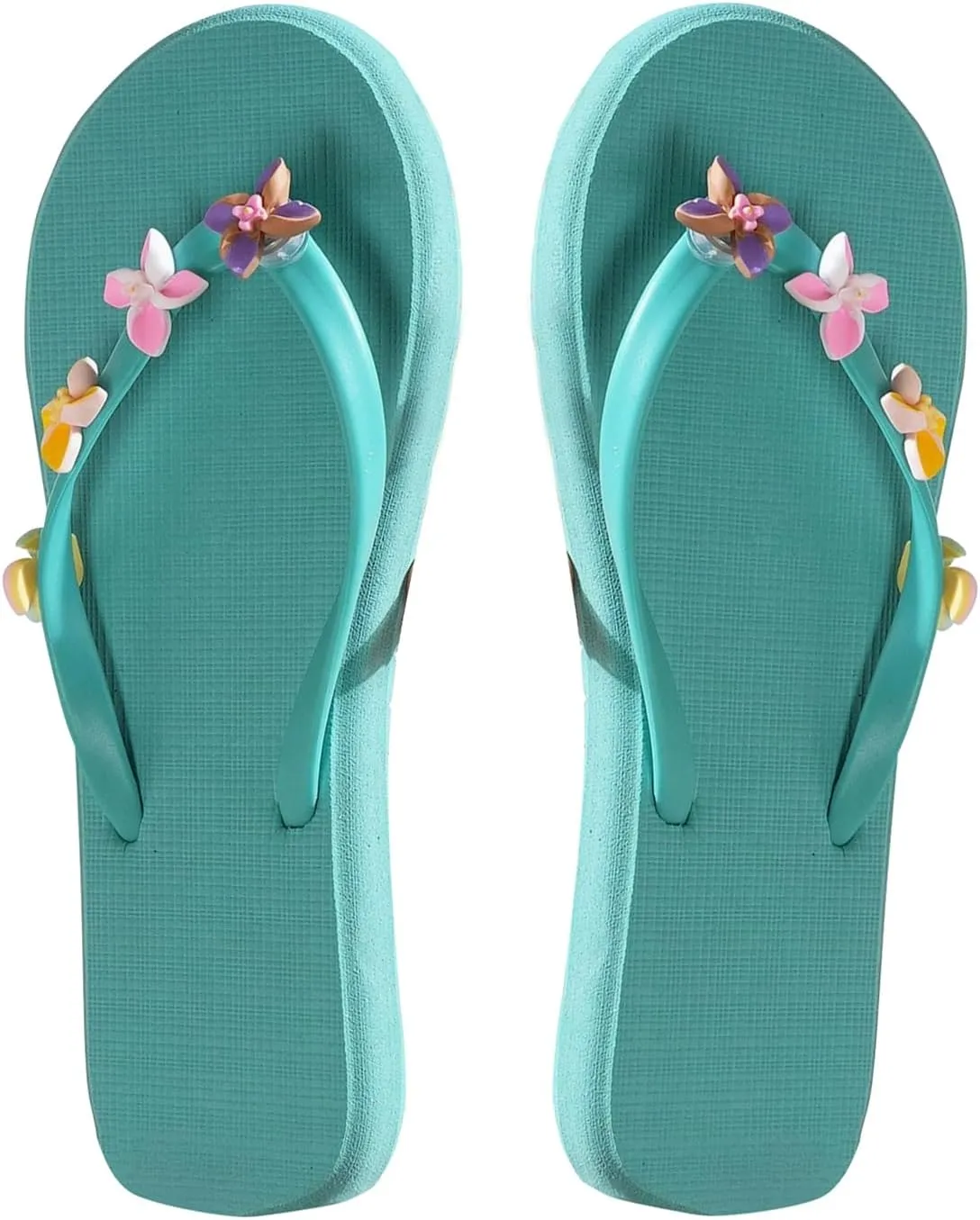 Verdusa Women's Vacation Floral T Strap Thong Sandals Summer Open Toe Flat Flip Flops