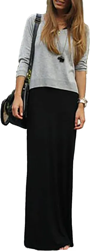 Vivicastle Women's USA Colorful Printed Fold Over Waist Long Maxi Skirt