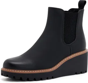 vodvob Women's Ankle Boots Wedge Platform Booties Elastic Chelsea Boots Slip On Shoes
