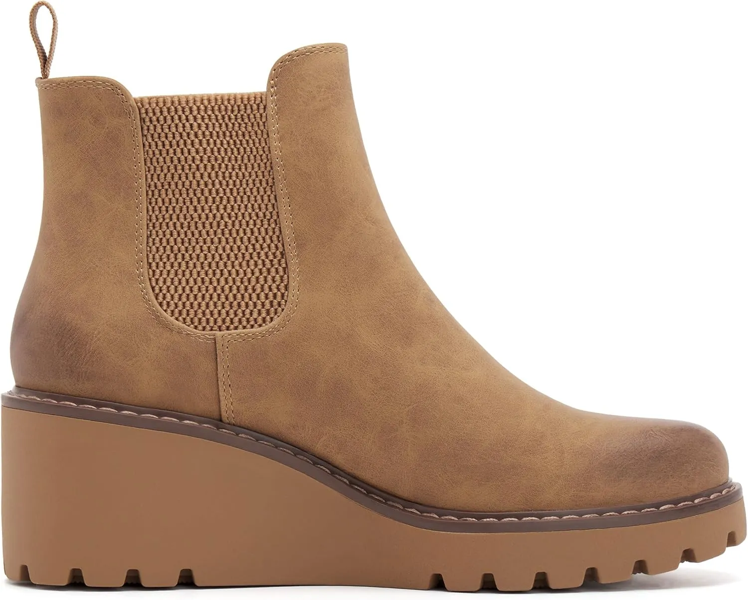 vodvob Women's Ankle Boots Wedge Platform Booties Elastic Chelsea Boots Slip On Shoes