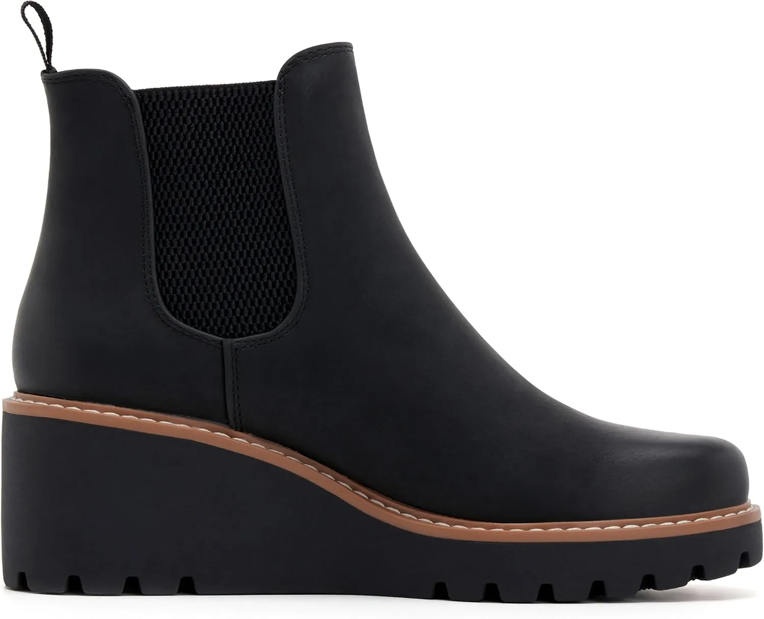 vodvob Women's Ankle Boots Wedge Platform Booties Elastic Chelsea Boots Slip On Shoes