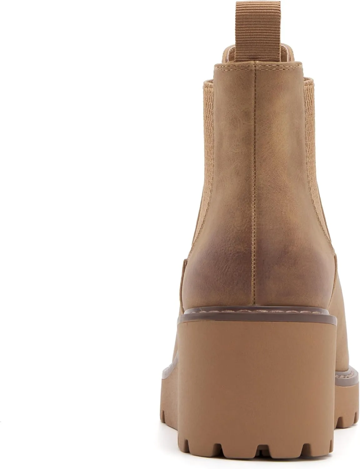 vodvob Women's Ankle Boots Wedge Platform Booties Elastic Chelsea Boots Slip On Shoes