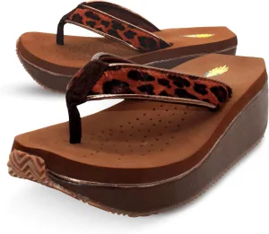 VOLATILE Neville Wedge Sandals for Women Featuring Soft Webbed Textile Thong Post, Padded Lining, and Slip-On Wedge Style