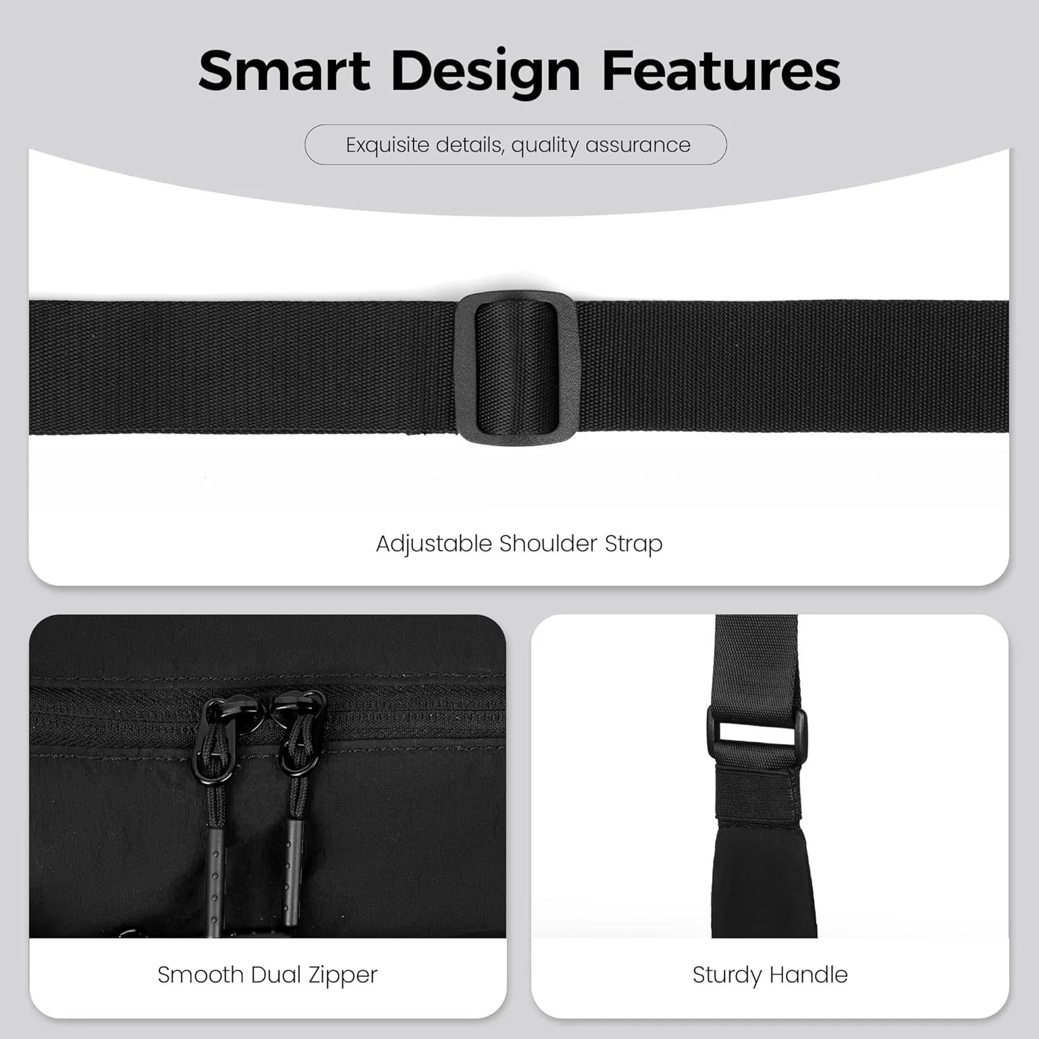 VONAL Nylon Crossbody Bag for Women, Lightweight Shoulder Purse with Zipper, Trendy Crescent Sling Bag with Adjustable Stap