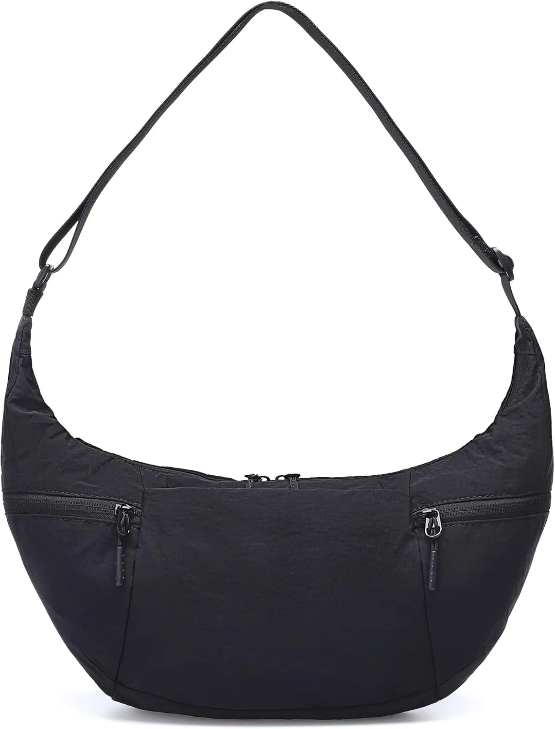 VONAL Nylon Crossbody Bag for Women, Lightweight Shoulder Purse with Zipper, Trendy Crescent Sling Bag with Adjustable Stap