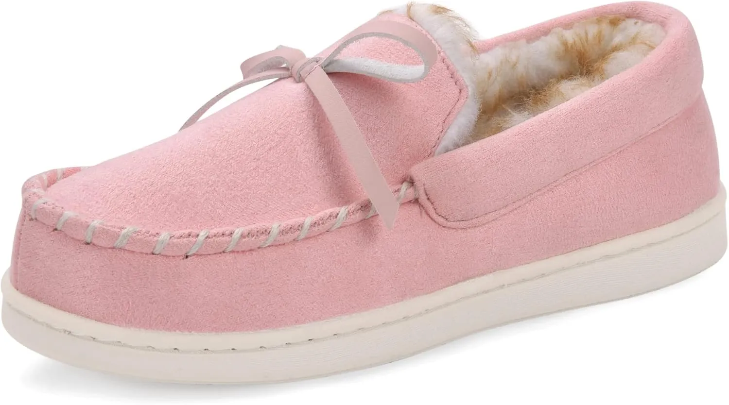 VONMAY Kids Slippers Boys Girls Moccasins House Shoes with Comfy Faux Fur Lining Memory Foam Slipper