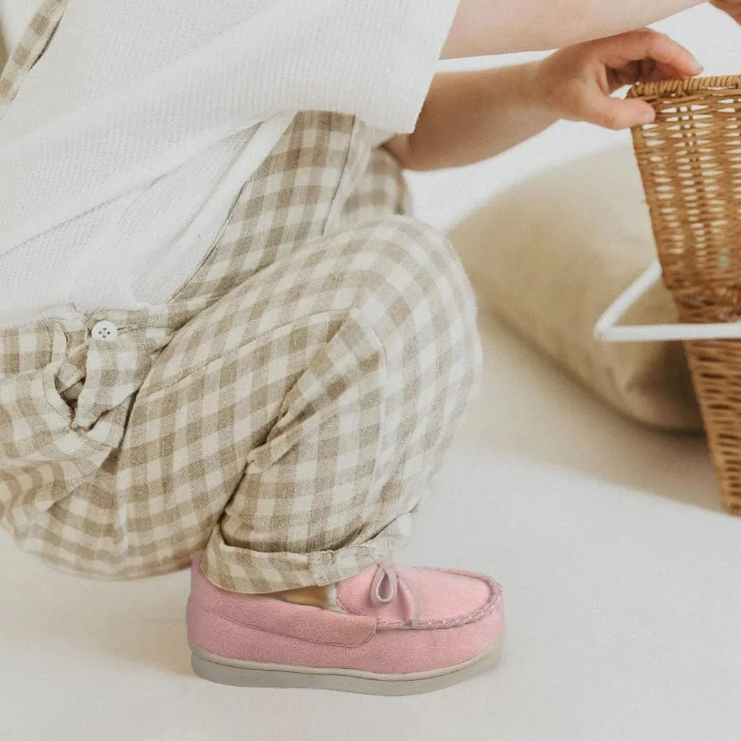 VONMAY Kids Slippers Boys Girls Moccasins House Shoes with Comfy Faux Fur Lining Memory Foam Slipper