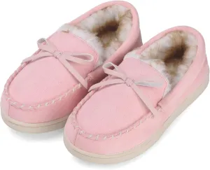 VONMAY Kids Slippers Boys Girls Moccasins House Shoes with Comfy Faux Fur Lining Memory Foam Slipper