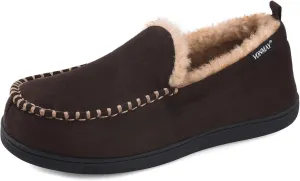 VONMAY Men's Moccasin Slippers Fuzzy House Shoes Fluffy Fur Home Warm Memory Foam Indoor Outdoor