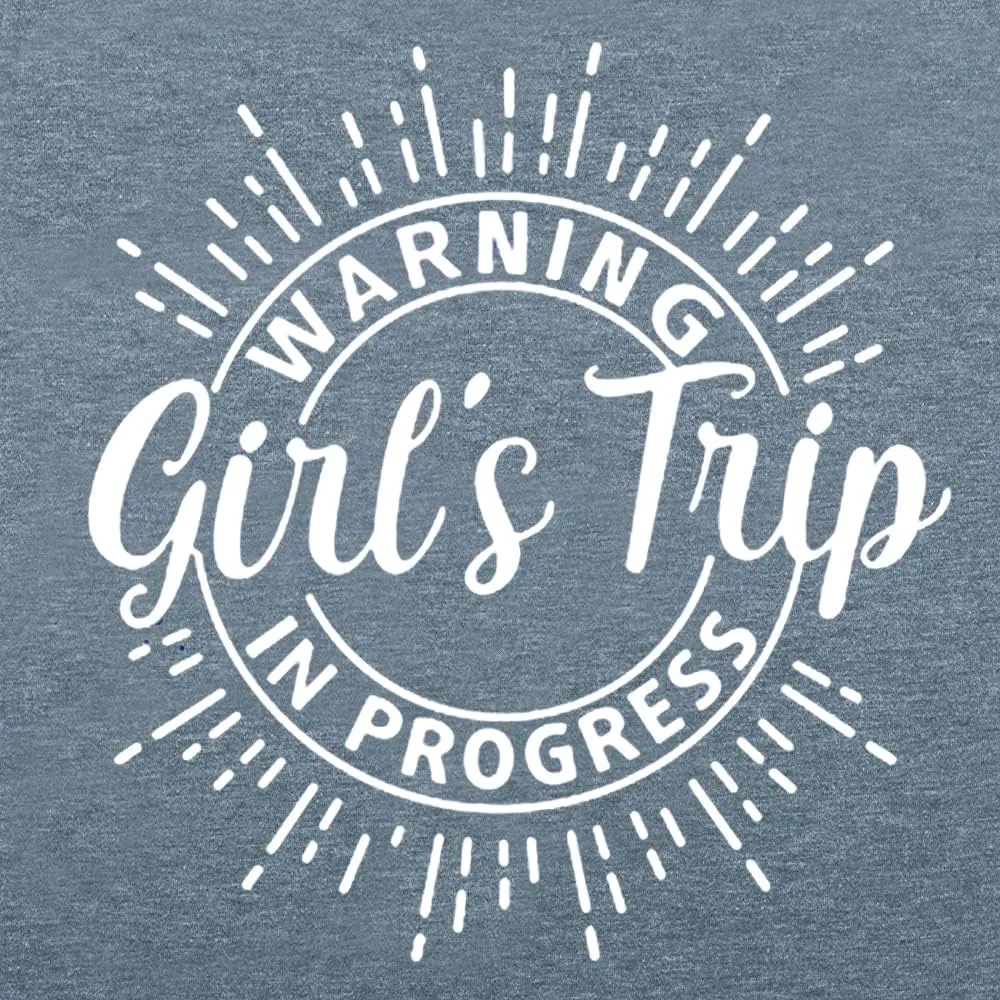 Warning Girls Trip in Progress T-Shirt Shirt Vacation Outfits for Women Holiday Shirts Girls Weekend Tee