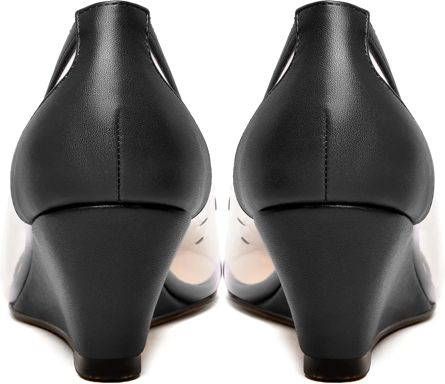 WAYDERNS Womens PVC Matte Bridal Pointed Toe Clear Slip On Sexy Wedge Low Heel Pumps Shoes 2 Inch