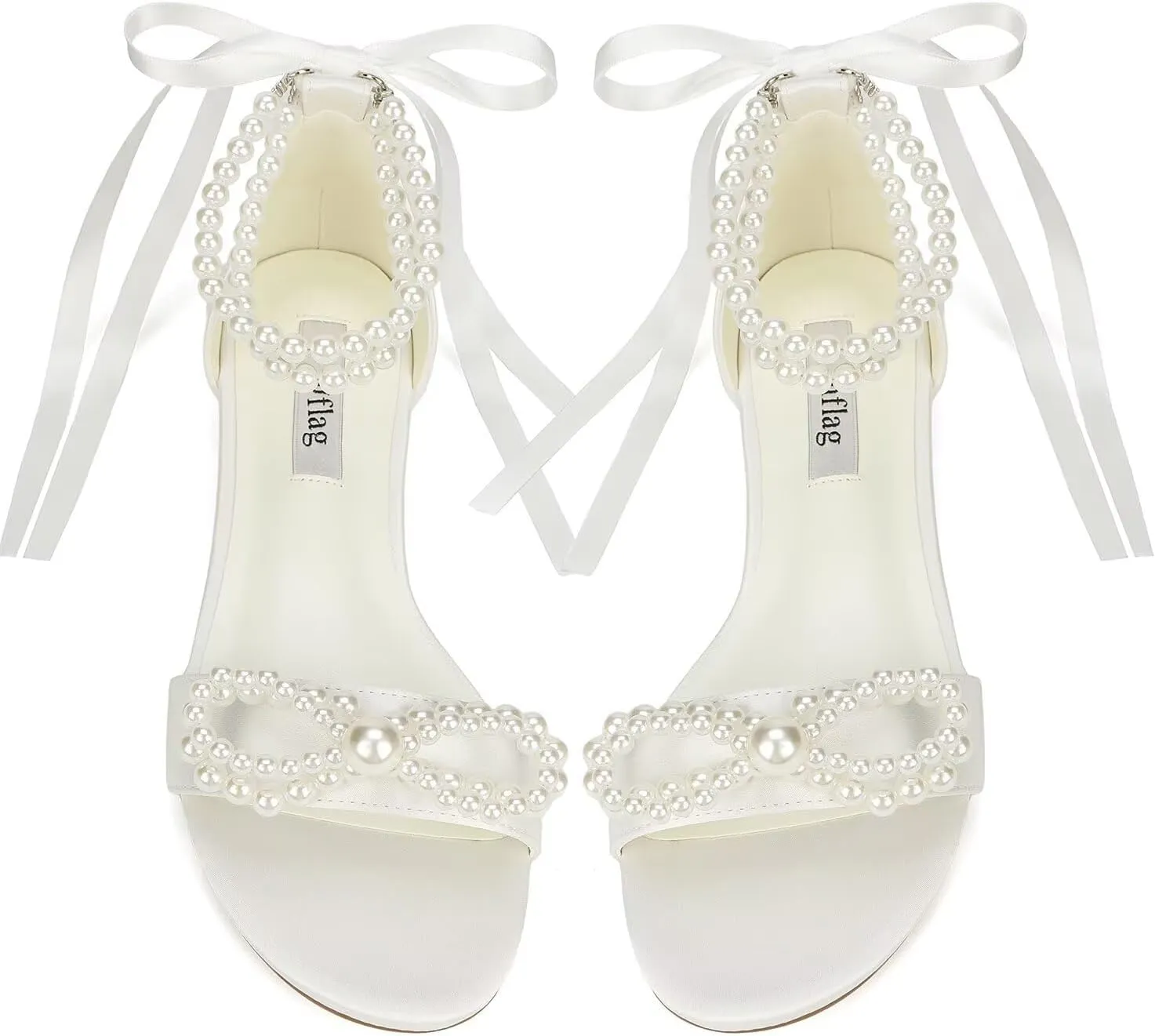 Wedding Flats Pearl Sandals Flat Wedding Shoes for Bride Open Toe Bridal Flats