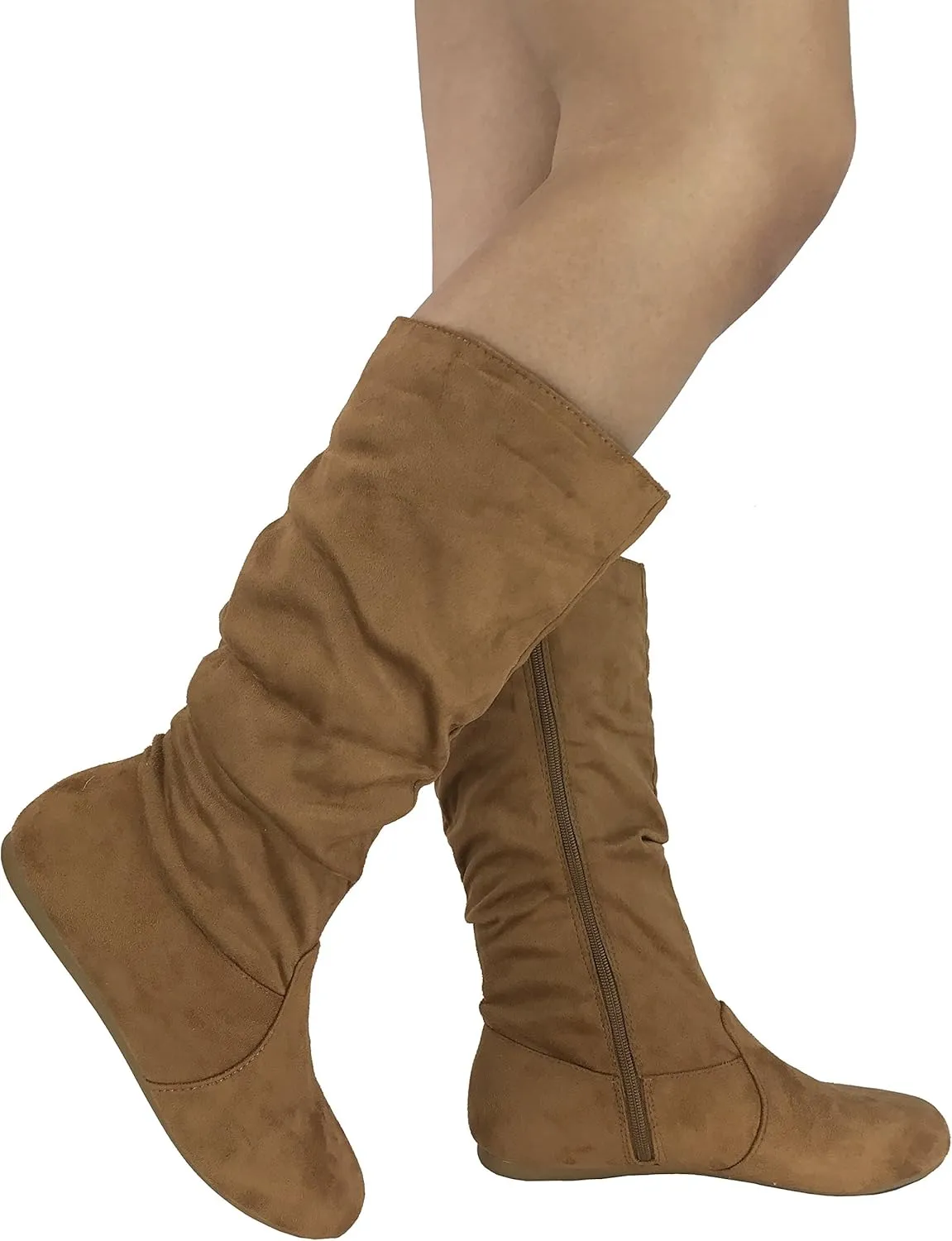 Wells Collection Womens Boots Soft Slouchy Flat to Low Heel Under Knee High