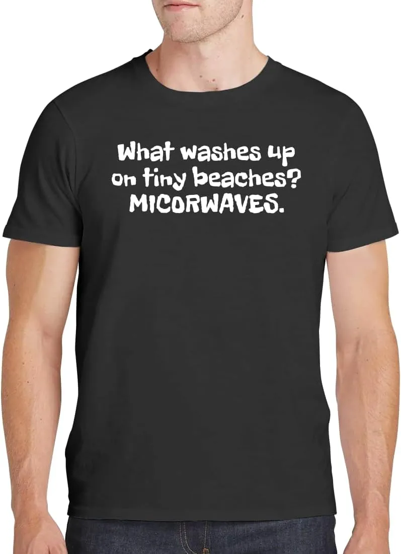 What Washes Up On Tiny Beaches? Microwaves. - Men's Soft Comfortable Short Sleeve T-Shirt CP05 Black