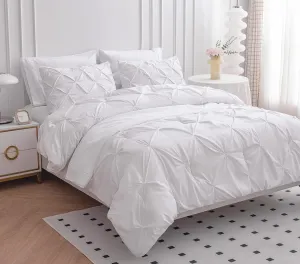White Emperor Comforter Set - 7 Piece Pinch Pleated Bed in a Bag - 600 Thread Count 100% Egyptian Cotton Bedding Set - (30 inch Deep Pocket Sheet Set and 500GSM Comforter)