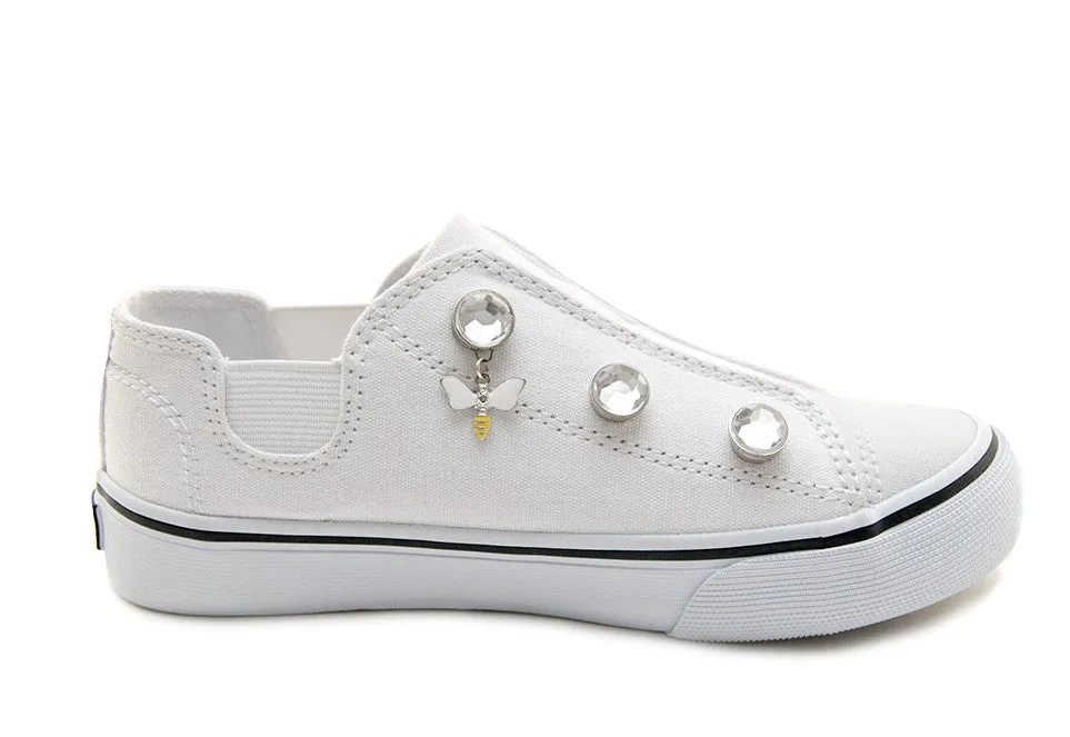 White w/clear rhinestones & white bee charms (Womens)