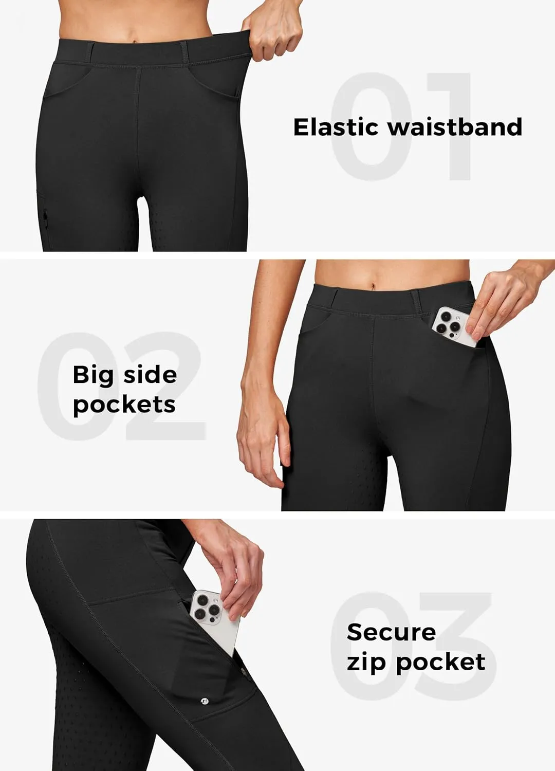 Willit Women's Fleece Riding Breeches Winter Horse Riding Pants Tights Equestrian Thermal Schooling Tights