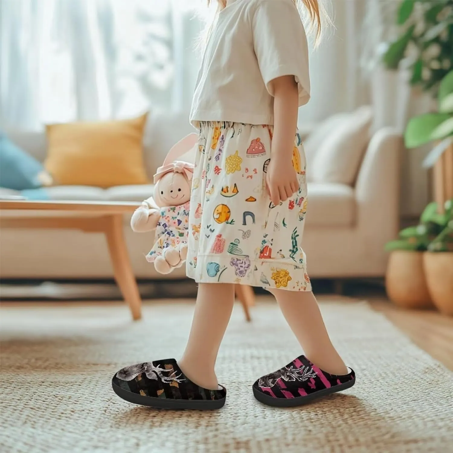 Winter Warm Slippers for Girls Kids Boys Size 9-15 Indoor Outdoor Fuzzy Slippers
