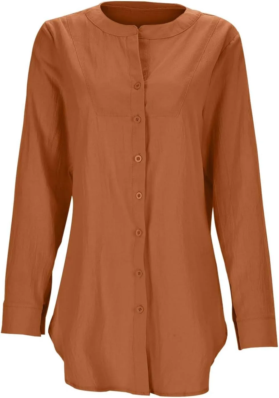 Women Button Down Linen Shirts Roll Up Sleeve 3/4 Sleeve Summer Tops Loose Fit Casual V Neck Blouse 2025 Trendy Outfit
