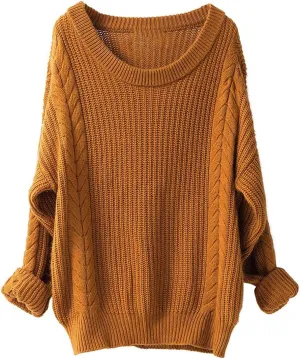 Women Cashmere Wool Autumn Winter Long Sweater Loose Vintage Soft Knit Jumper