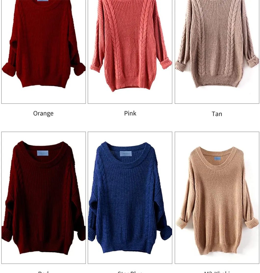 Women Cashmere Wool Autumn Winter Long Sweater Loose Vintage Soft Knit Jumper