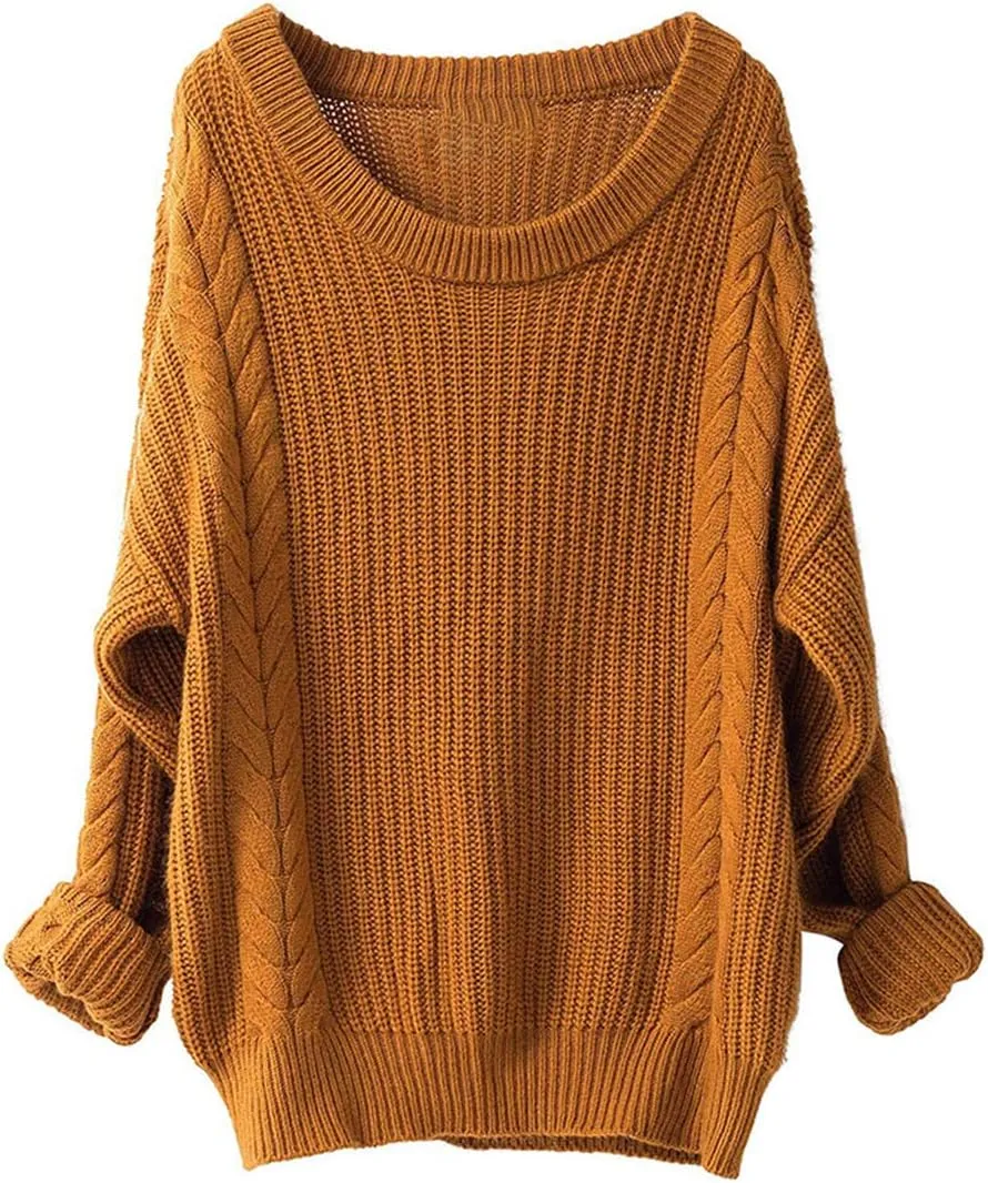 Women Cashmere Wool Autumn Winter Long Sweater Loose Vintage Soft Knit Jumper