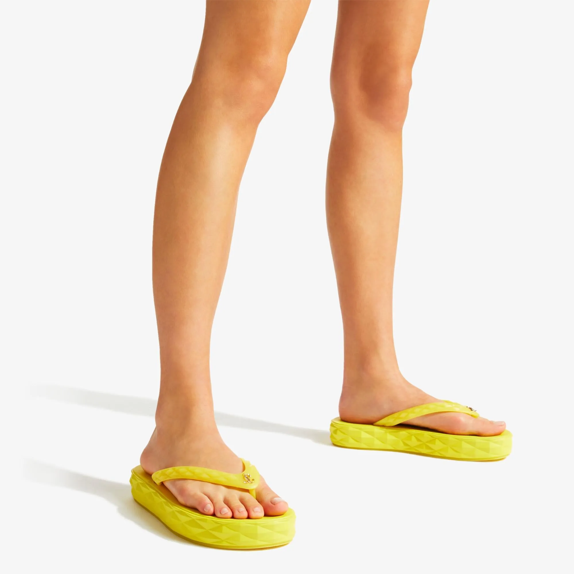 Women Diamond Flip Flop - Soft Yellow