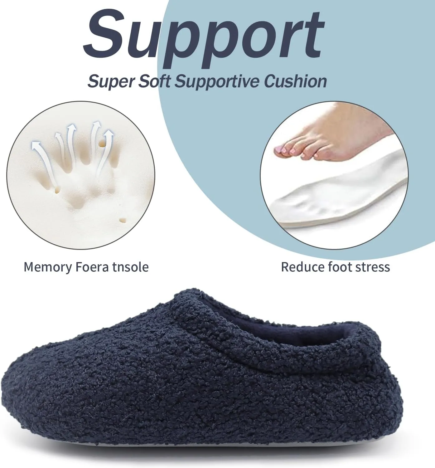 Women House Fuzzy Slippers - Lightweight Comfy Memory Foam Cozy Warm Fluffy Non-slip Indoor Slippers Size US 5-12