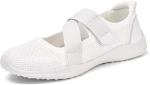 Women Mary Jane Shoes Comfortable Walking Flats with Adjustable Straps Knit Casual Arch Support Flat