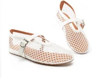 Women Mesh Flats Buckle Strap Round Toe Comfy Causal Ballet Flats Fashion Mary Jane Fishnet Ballerina Flat Shoes